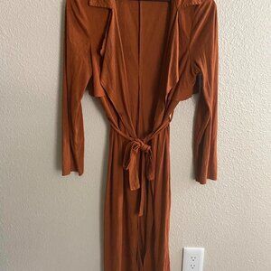 Windsor Women's Suede Style Burnt Orange Cardigan Duster